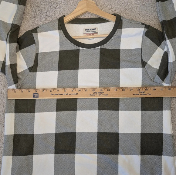 Lands' End Serious Sweats Green Plaid Sweater Womens Crew Neck Pullover Size XL - Picture 8 of 8